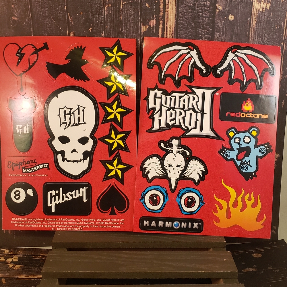 Guitar Hero II PR stickers from the game's launch/ Rock band
